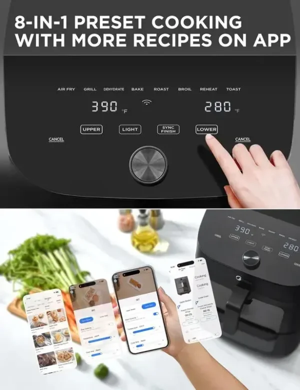 Mi dea 8 in 1 Dual Air Fryer 11 Quart with 2 Independent Frying Baskets Large Capacity Clear Windows, Smart Sync Finish - Image 6