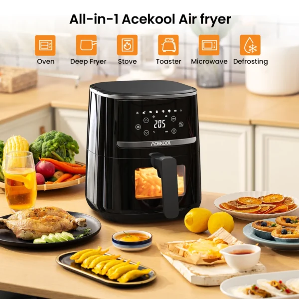 5 Quart Digital Display Air Fryer Toaster Oven Combo with 8 Cooking Presets Oilless Cooker,Visible Window,Dishwasher Safe Basket - Image 3
