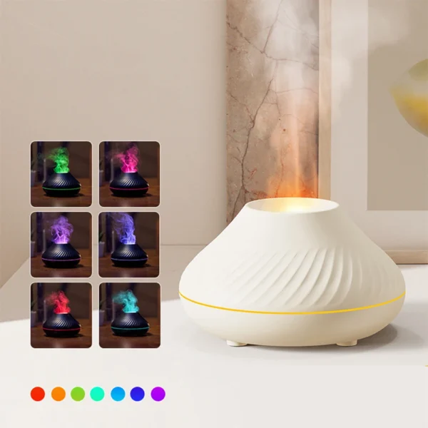 Volcanic Flame Aroma Diffuser Essential Oil Lamp Use Electric Air Humidifier Cool Mist Maker With LED Night Light For Home - Image 2