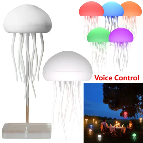 Jellyfish Light Voice Control Atmosphere Night Lights Type-C Charging Bedside Lamp Flexible Tentacles for Holiday Children Gifts - Image 5