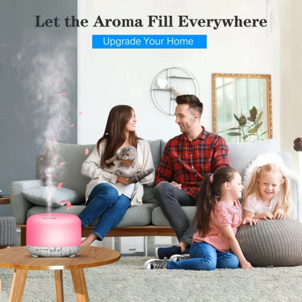 500ML Aroma Diffuser (Oils Optional), 5V 2A Essential Oil Aromatherapy Diffuser Humidifier with Remote Control for Home Office - Image 11