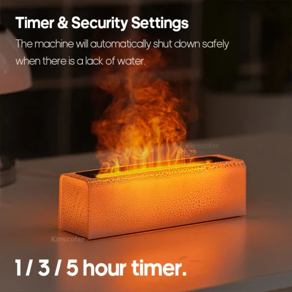 KINSCOTER Essential Oil Aroma Diffuser Flame Air Humidifier Ultrasonic Cool Mist Difusor with RGB Realistic Fire Night Light - Image 8