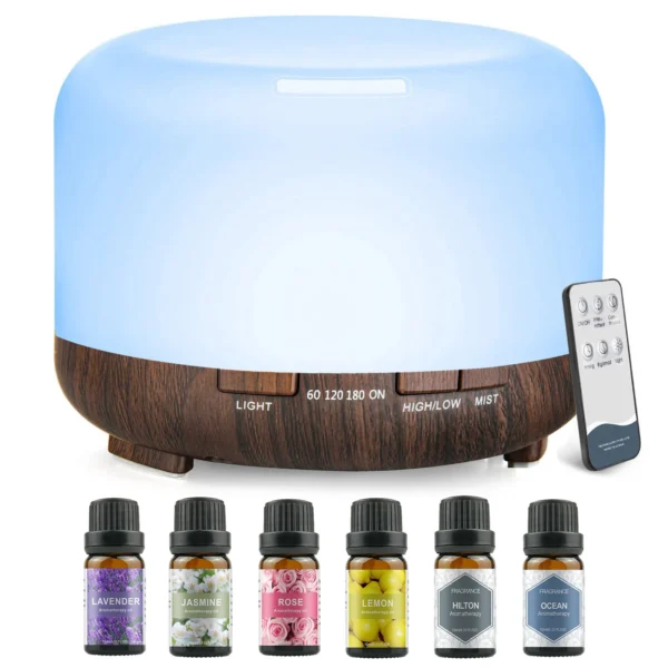 500ML Aroma Diffuser (Oils Optional), 5V 2A Essential Oil Aromatherapy Diffuser Humidifier with Remote Control for Home Office - Image 13
