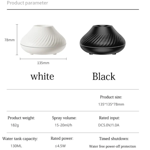 Volcanic Flame Aroma Diffuser Essential Oil Lamp Use Electric Air Humidifier Cool Mist Maker With LED Night Light For Home - Image 7